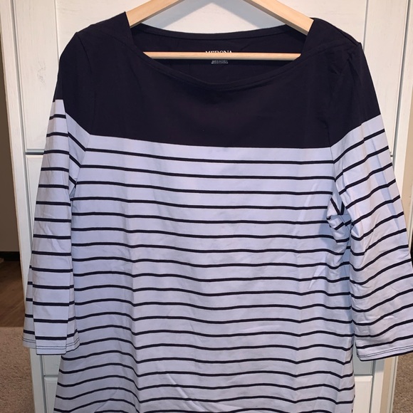 Striped, Dark/Light Blue Long Sleeve Tee, XL - Picture 2 of 4